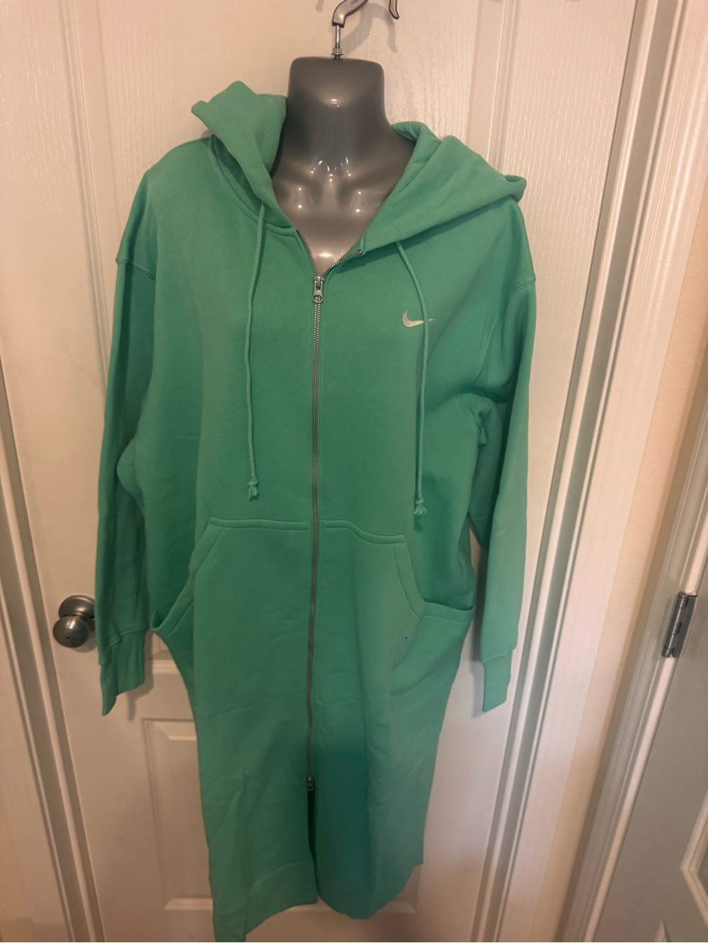 Nike Women's Teal Green Long Zip Hoodie Coat/Dress